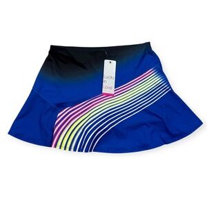 NEW Lucky in Love Skort Size XS Blue Black Rainbow Striped Athletic Tennis Golf